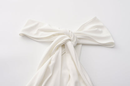 White Halter Santin Dress