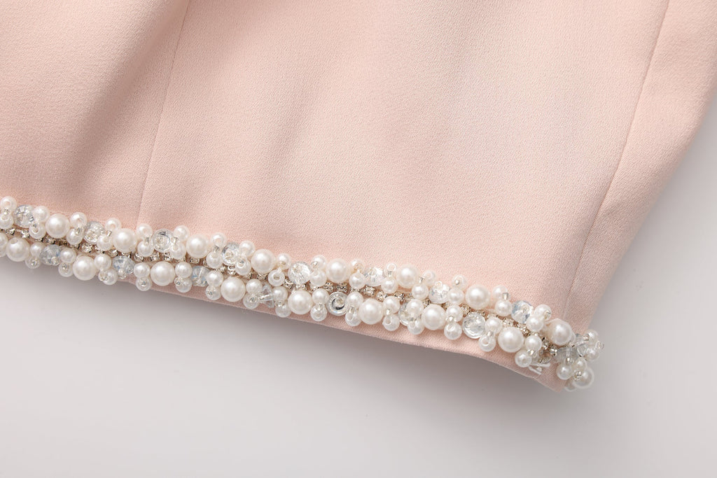 Pink Beaded Halter Cropped Top