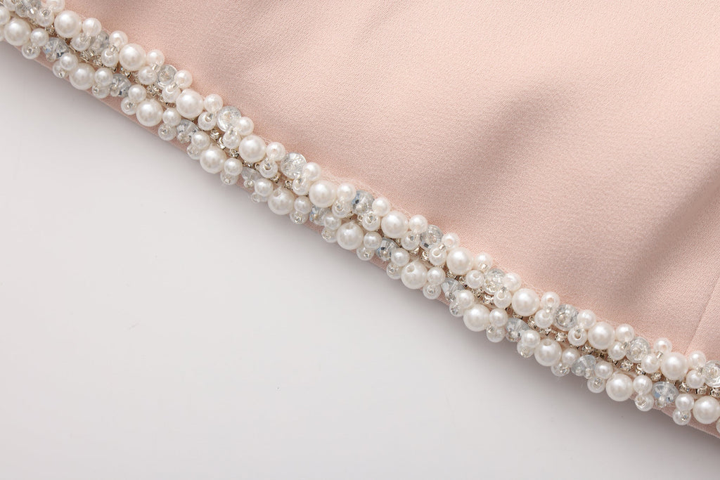 Pink Beaded Halter Cropped Top