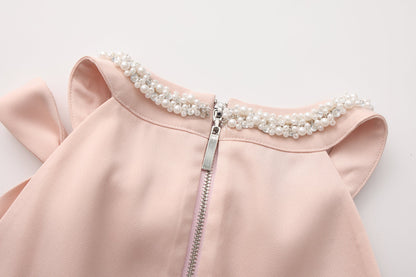 Pink Beaded Halter Cropped Top