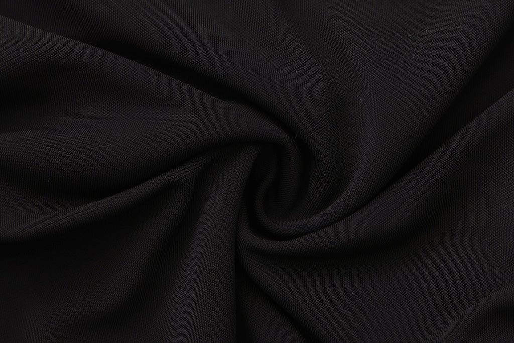 Black Metal-Strapped Ruched Fitted Dress