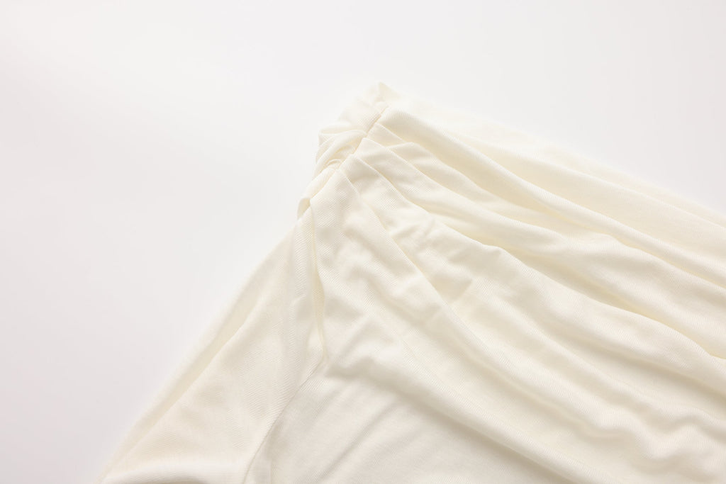 White Off-The-Shoulder Pleated Bow Ribbon Blouse