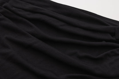 Black Off-The-Shoulder Pleated Bow Ribbon Blouse