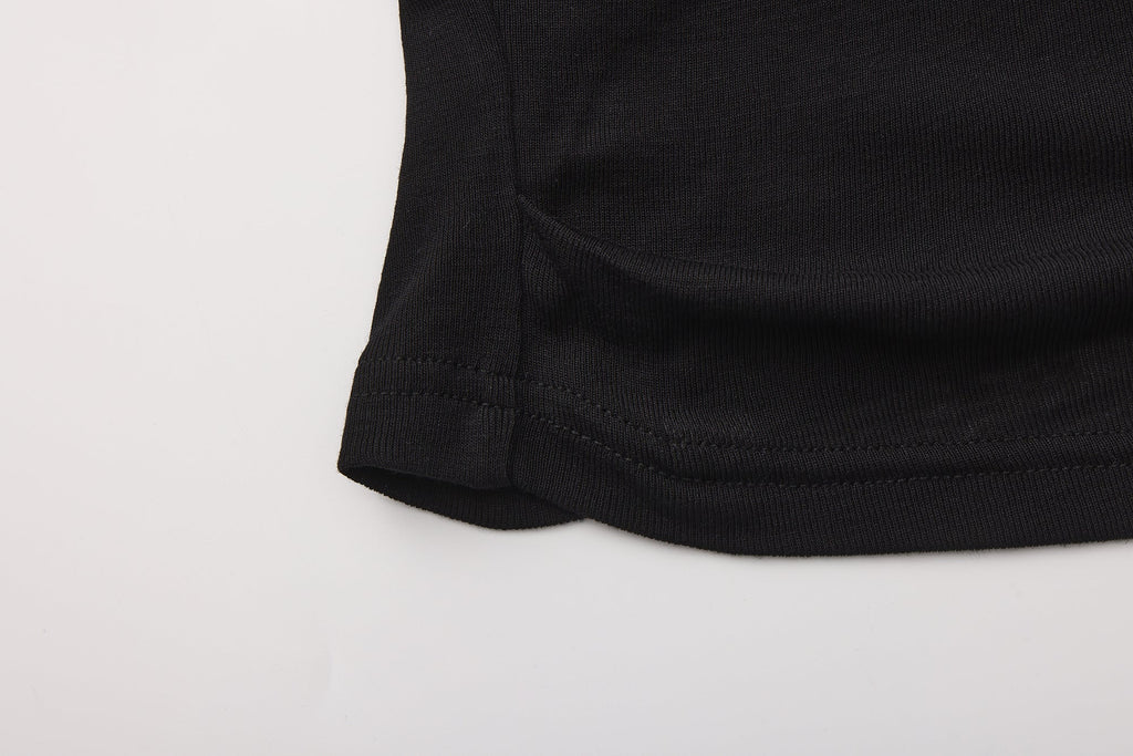 Black Off-The-Shoulder Pleated Bow Ribbon Blouse