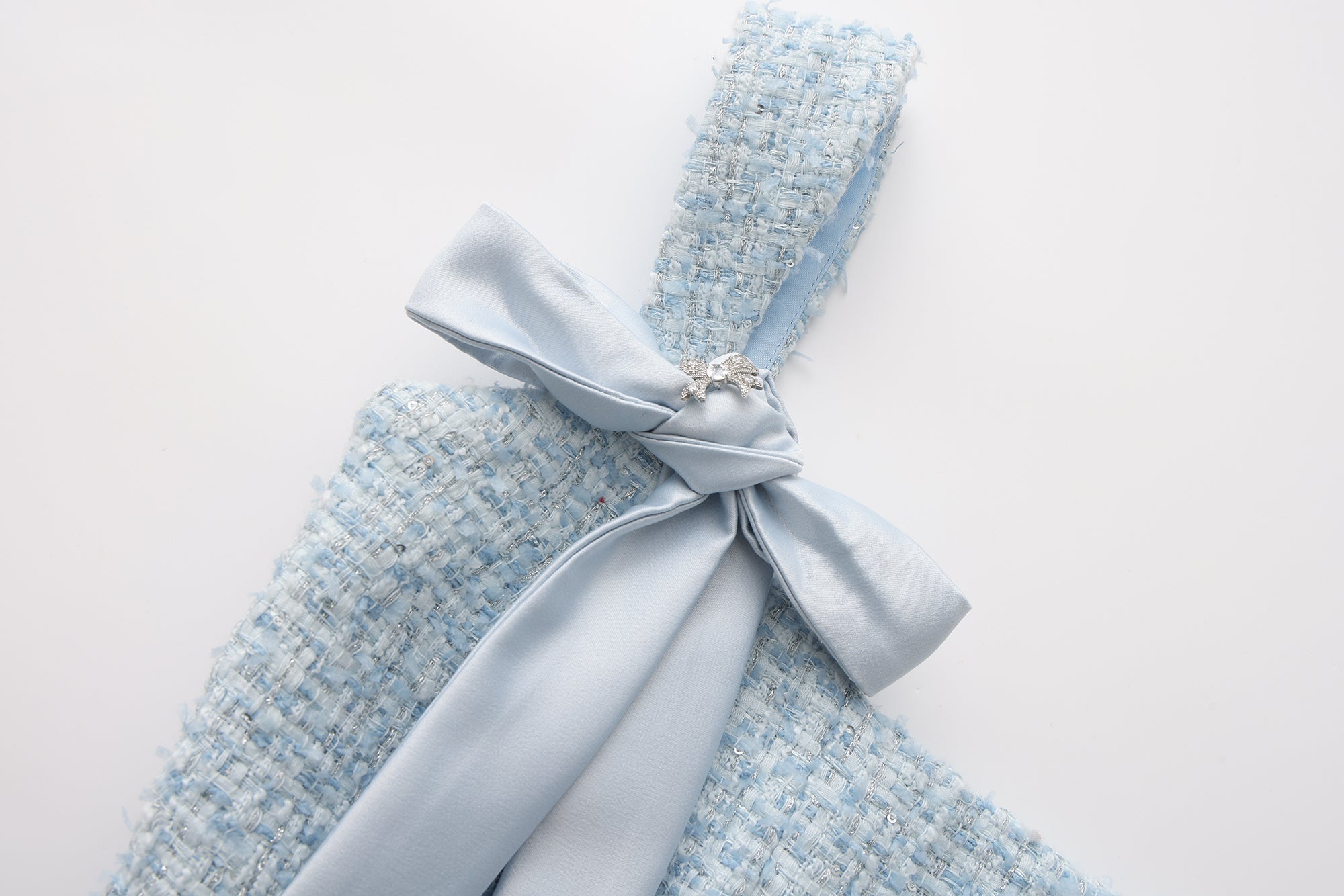 Blue Bow-Detailed Sleeveless Fitted Top