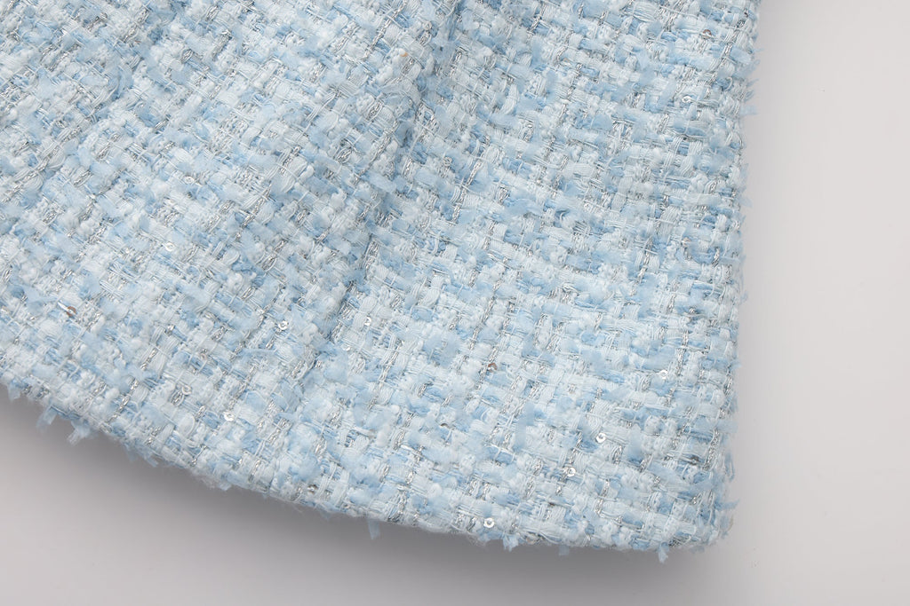 Blue Bow-Detailed Sleeveless Fitted Top