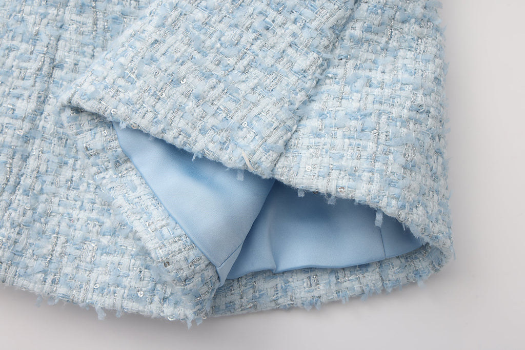 Blue Bow-Detailed Sleeveless Fitted Top