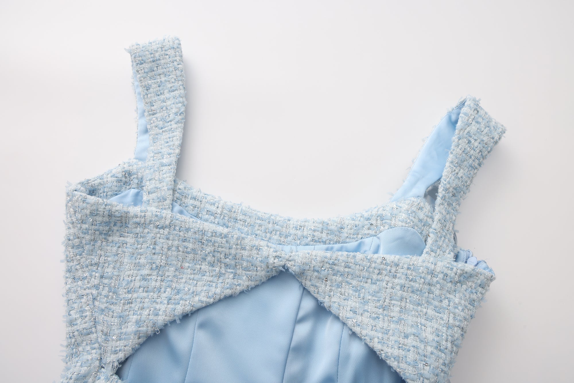 Blue Bow-Detailed Sleeveless Fitted Top