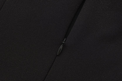 Black Bow Collared Waist-Cinching Dress
