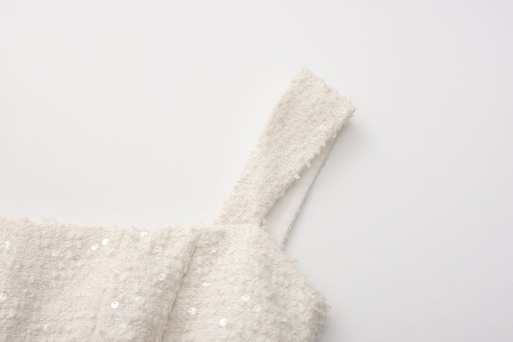 White Bow-Detailed Sleeveless Fitted Top