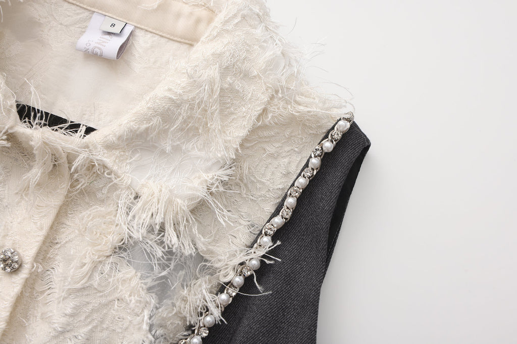 Gray Collar-Patchwork Dress