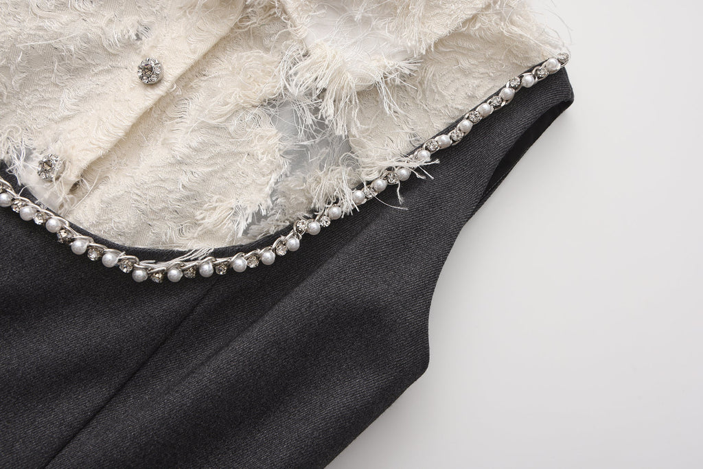 Gray Collar-Patchwork Dress