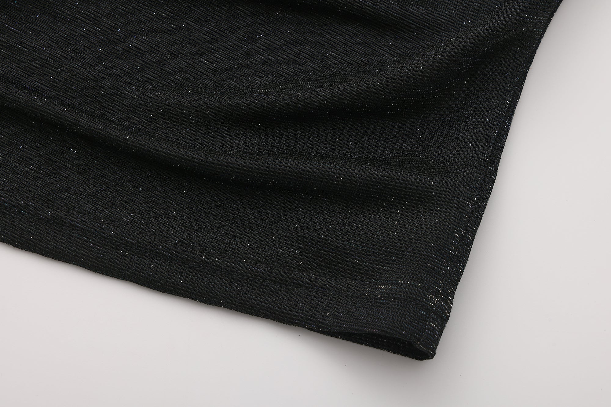 Black Bbeaded Mock-Neck False Two-Piece Top