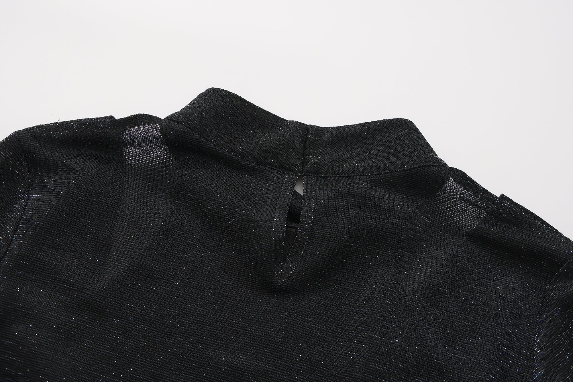 Black Bbeaded Mock-Neck False Two-Piece Top