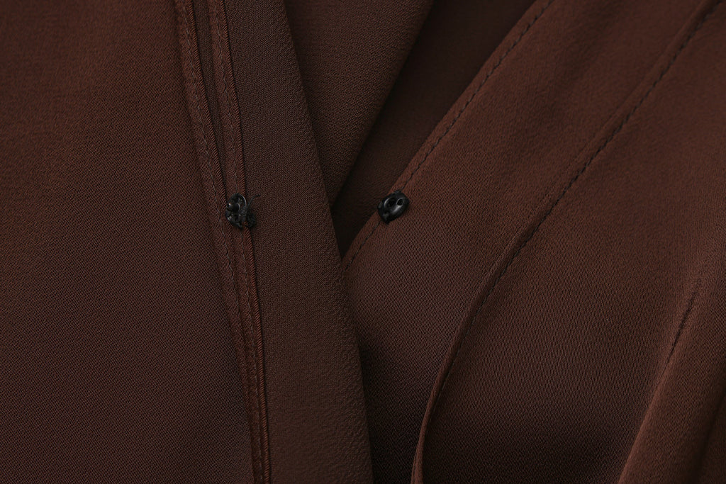 Brown Satin Ribbon Shirt