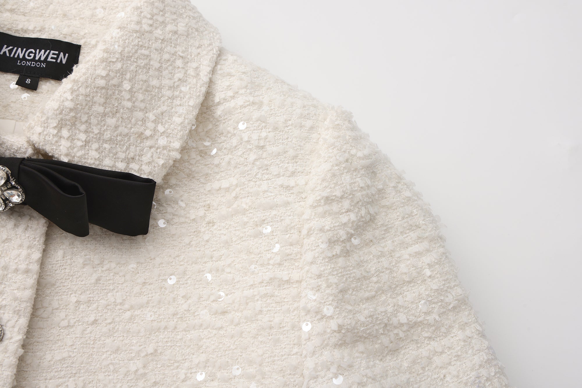 White Tweed Bow Jacket (Detachable Bow)