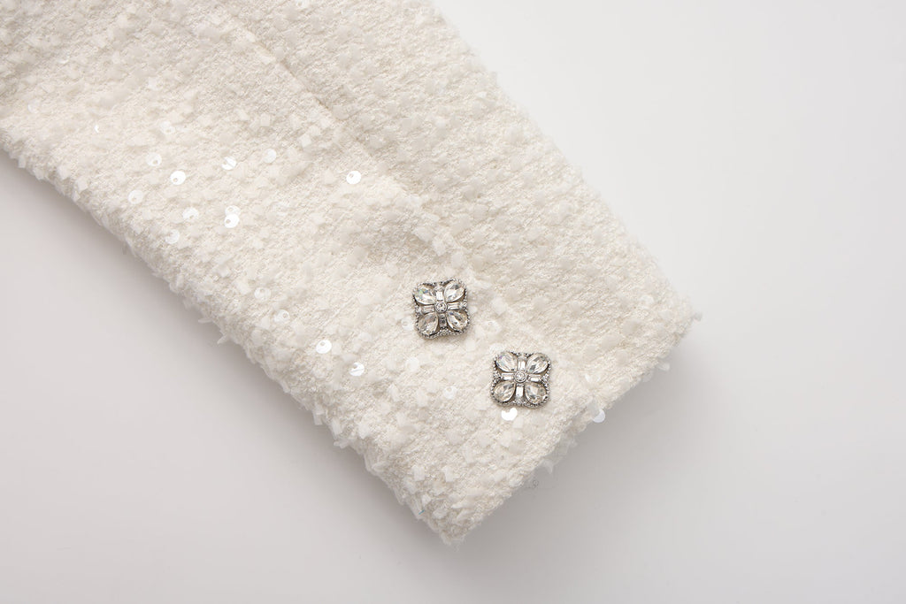 White Tweed Bow Jacket (Detachable Bow)