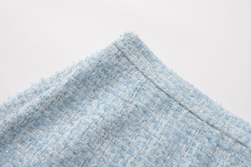 Blue Tweed Pencil Skirt