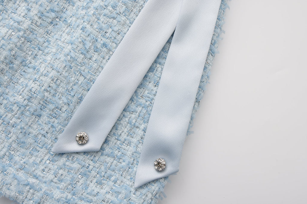 Blue Tweed Pencil Skirt