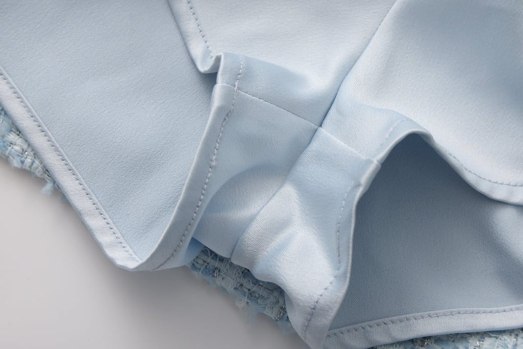 Blue Tweed Pencil Skirt