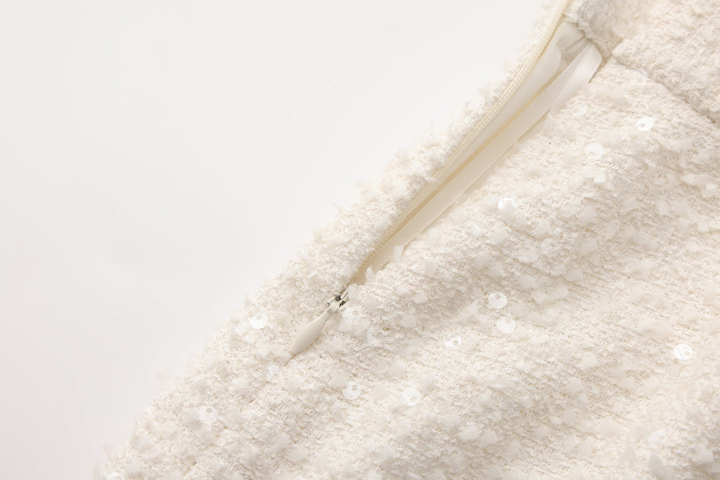 White Tweed Pencil Skirt