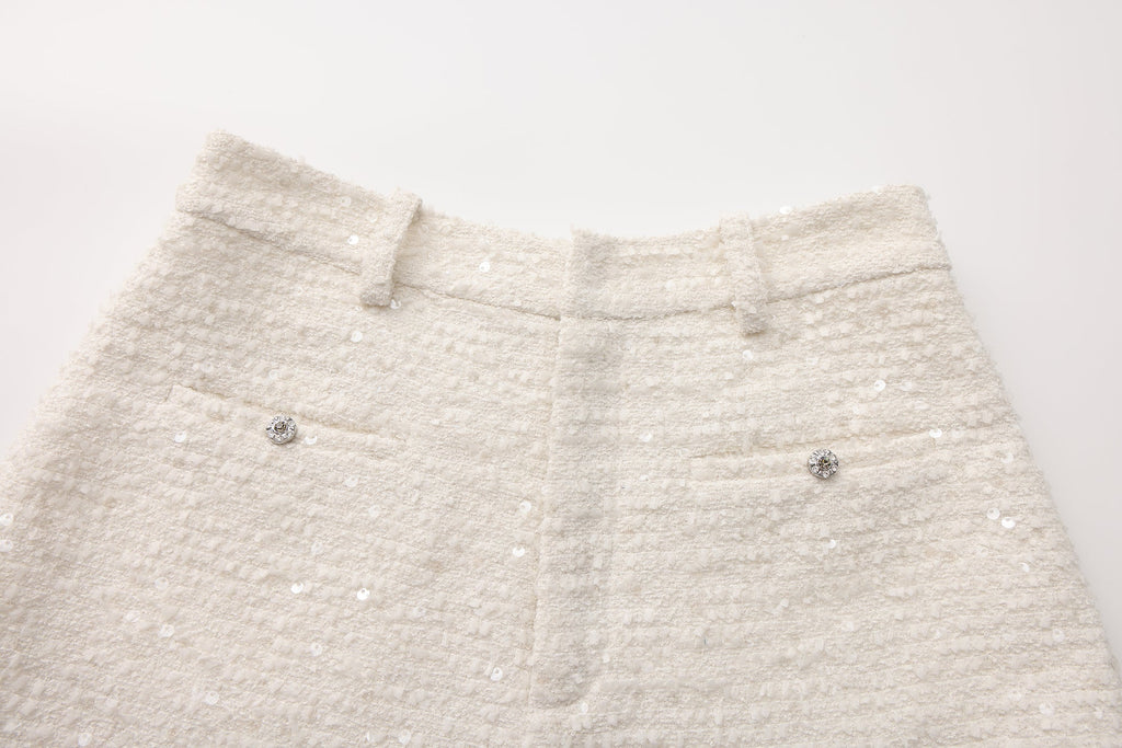 White Tweed Shorts