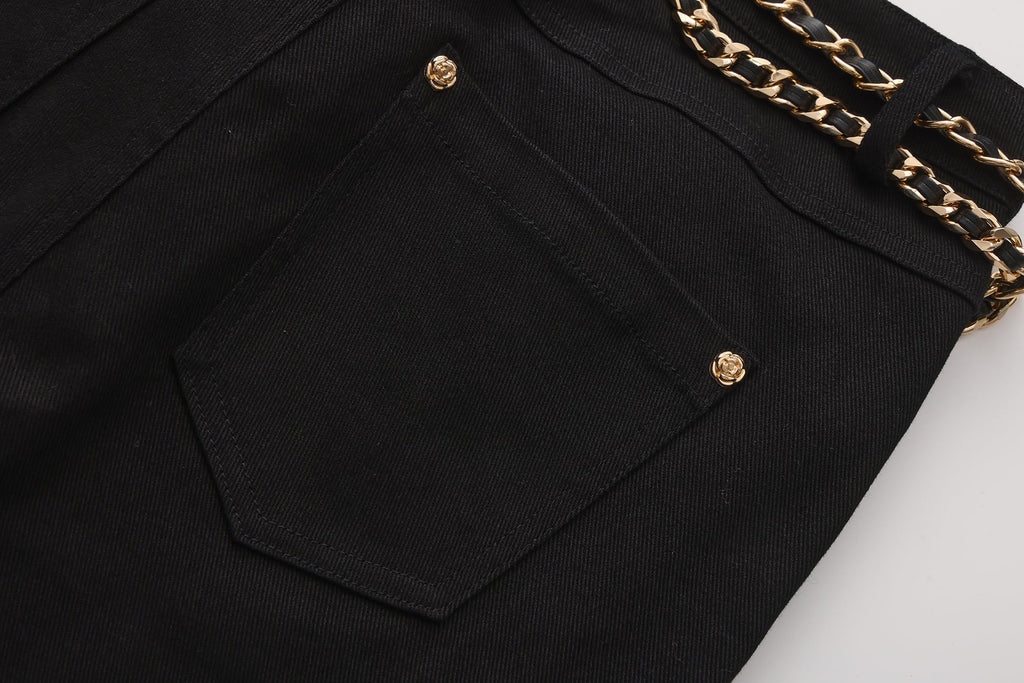 Black Fitted Flare Jeans