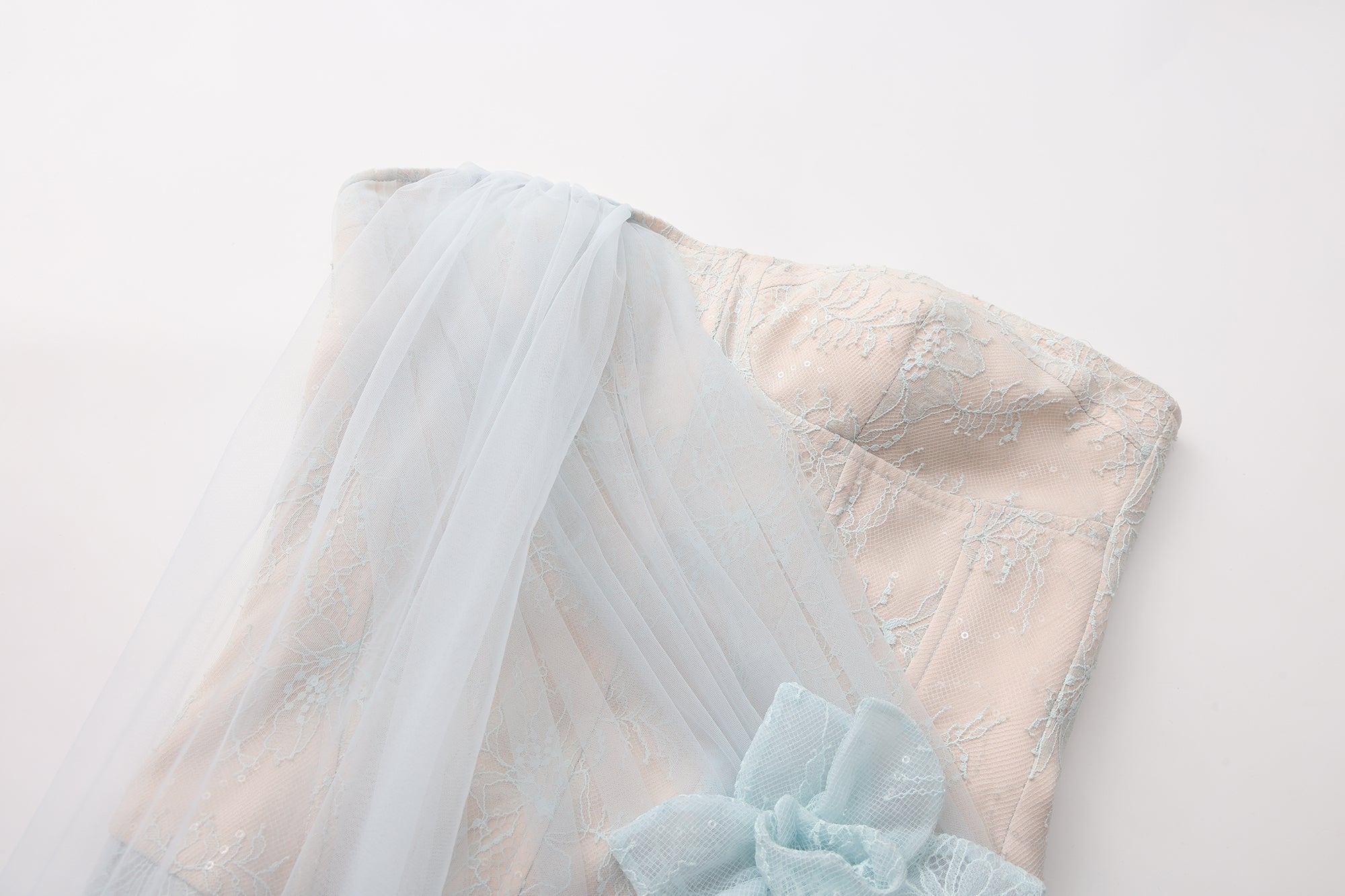 Light Blue Fishbone Lace Dress