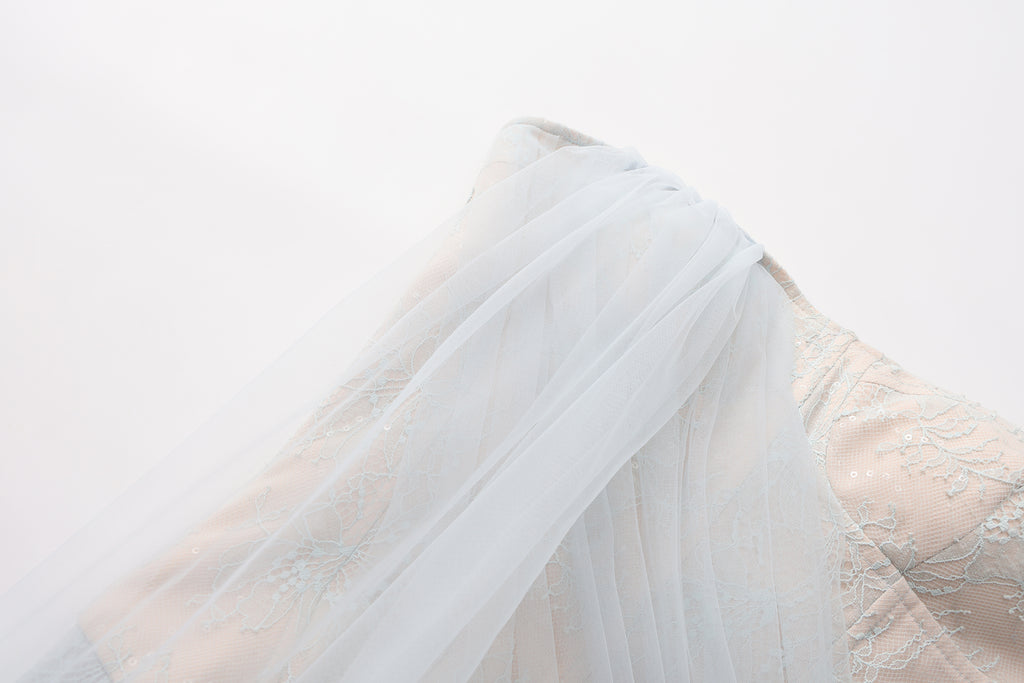 Light Blue Fishbone Lace Dress