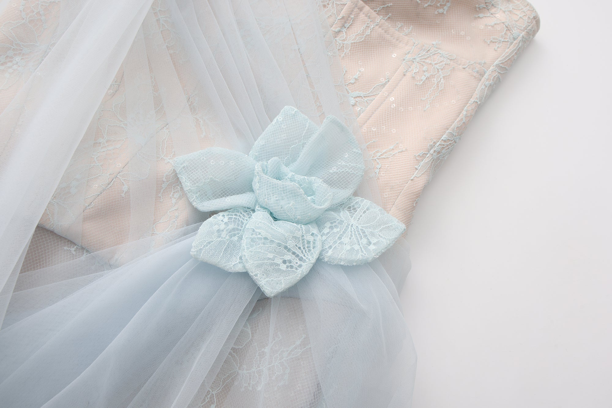 Light Blue Fishbone Lace Dress