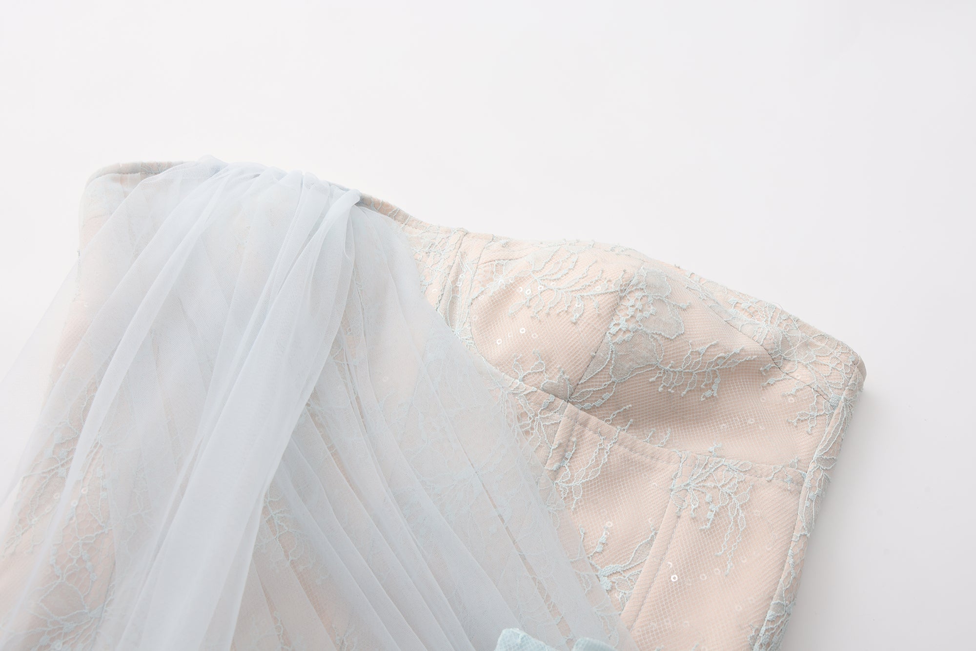 Light Blue Fishbone Lace Dress