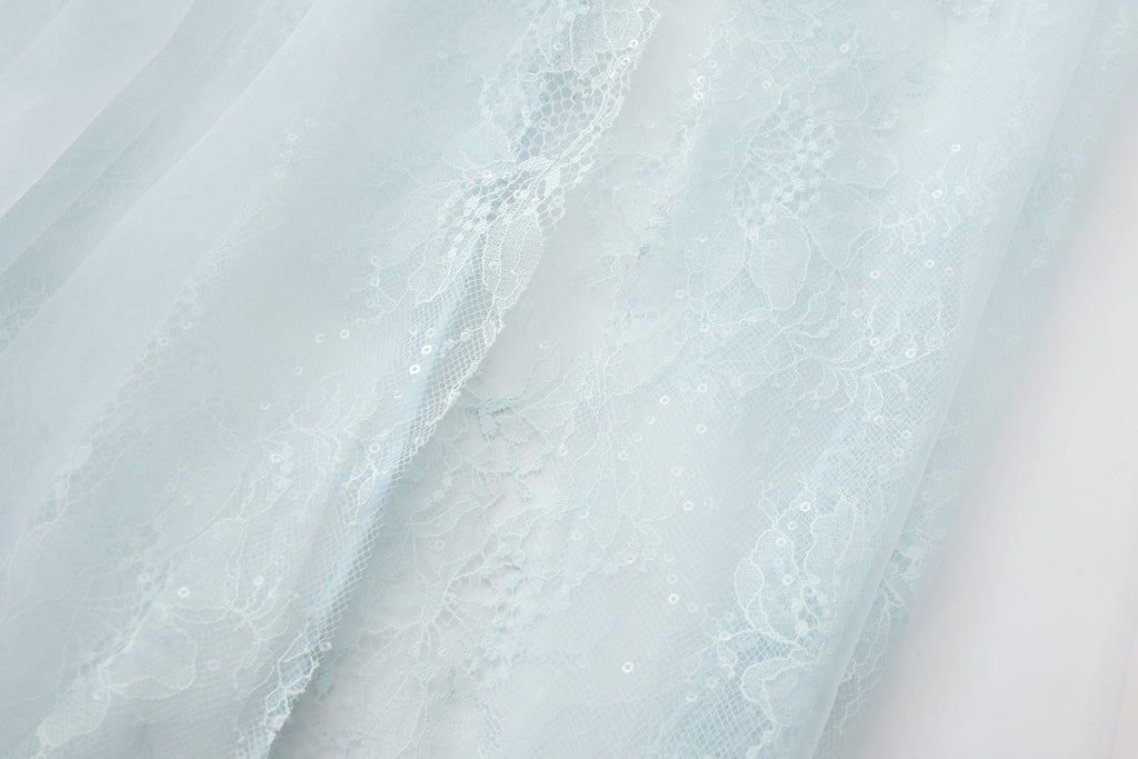 Light Blue Fishbone Lace Dress