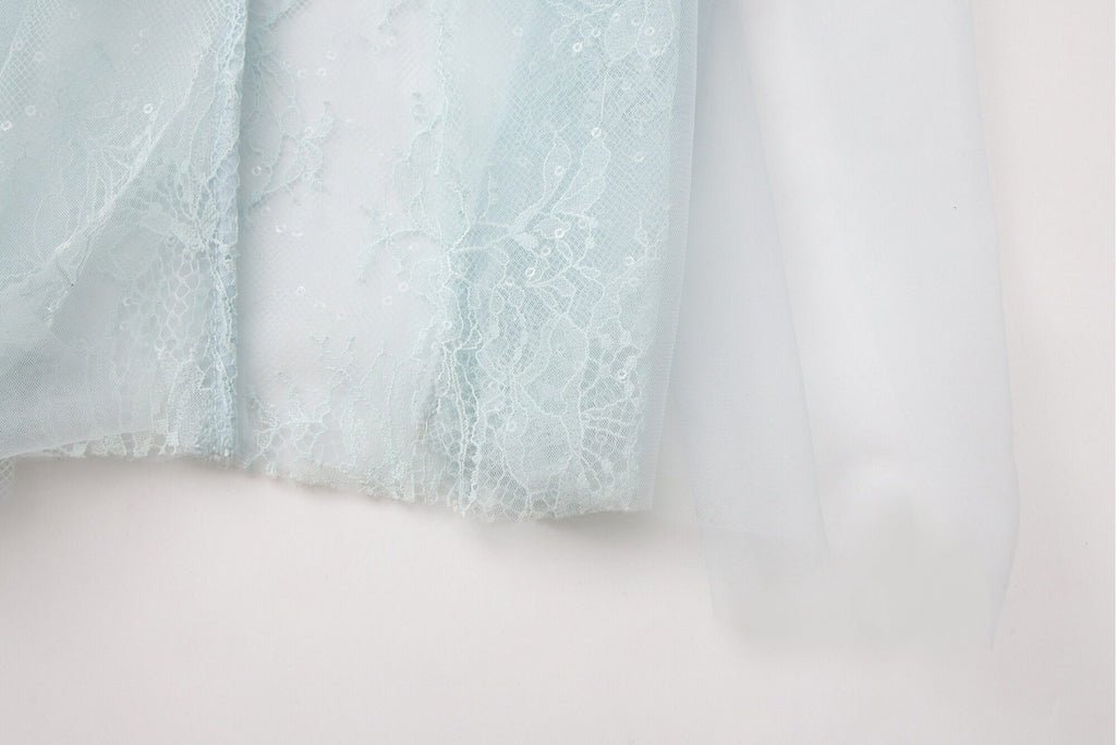 Light Blue Fishbone Lace Dress