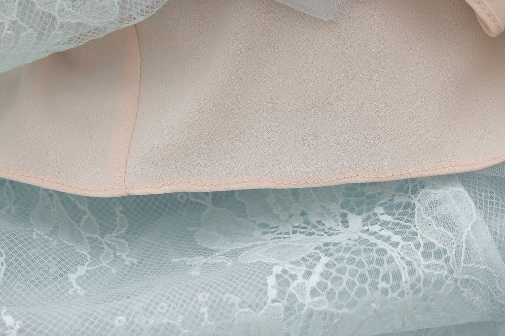 Light Blue Fishbone Lace Dress