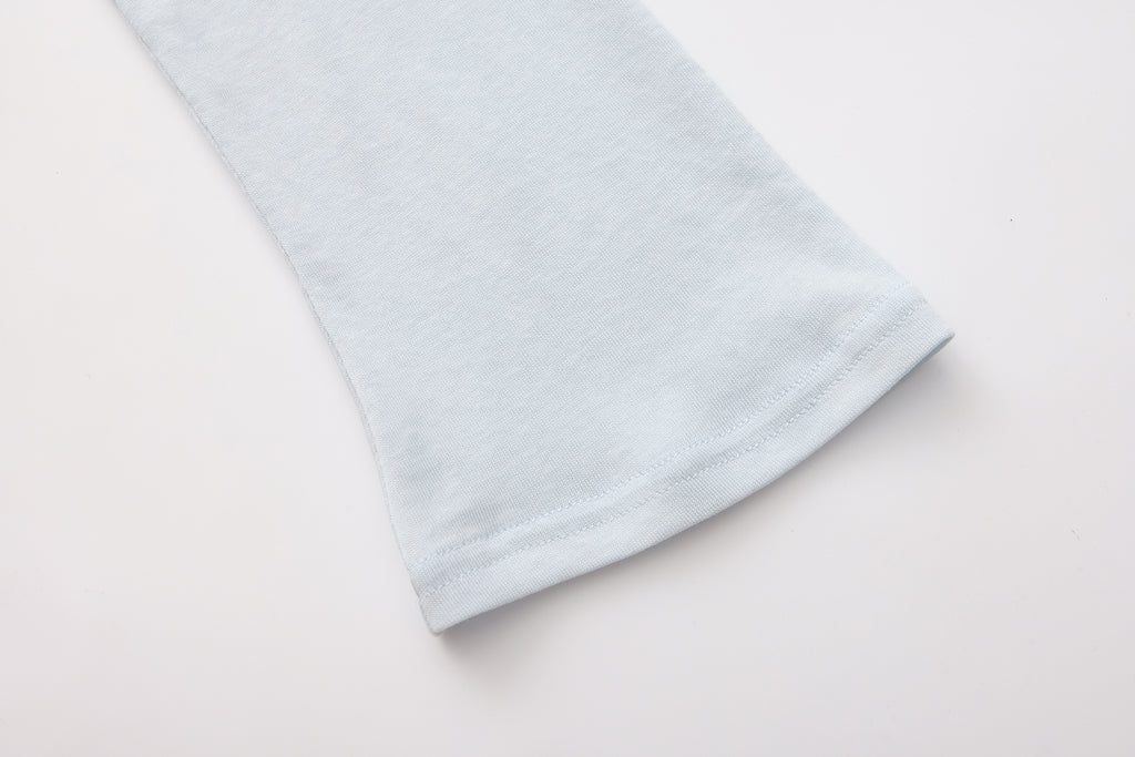 Blue Sloping Shoulder Pleated Bow Tie Ribbon Top