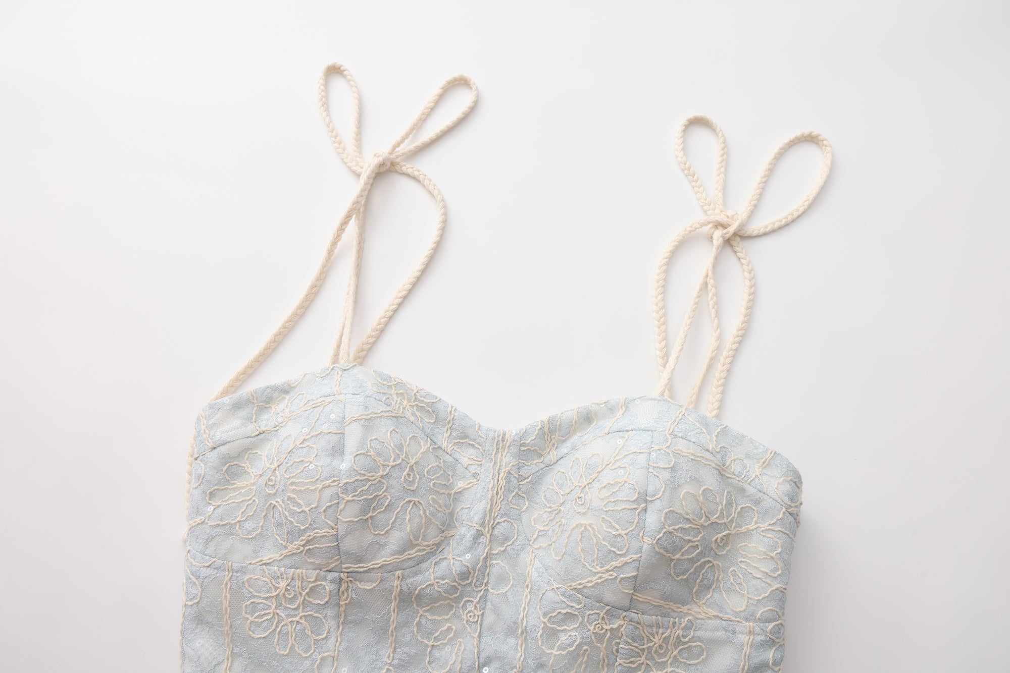 Blue Rattan Shoulder Strap A-line Dress