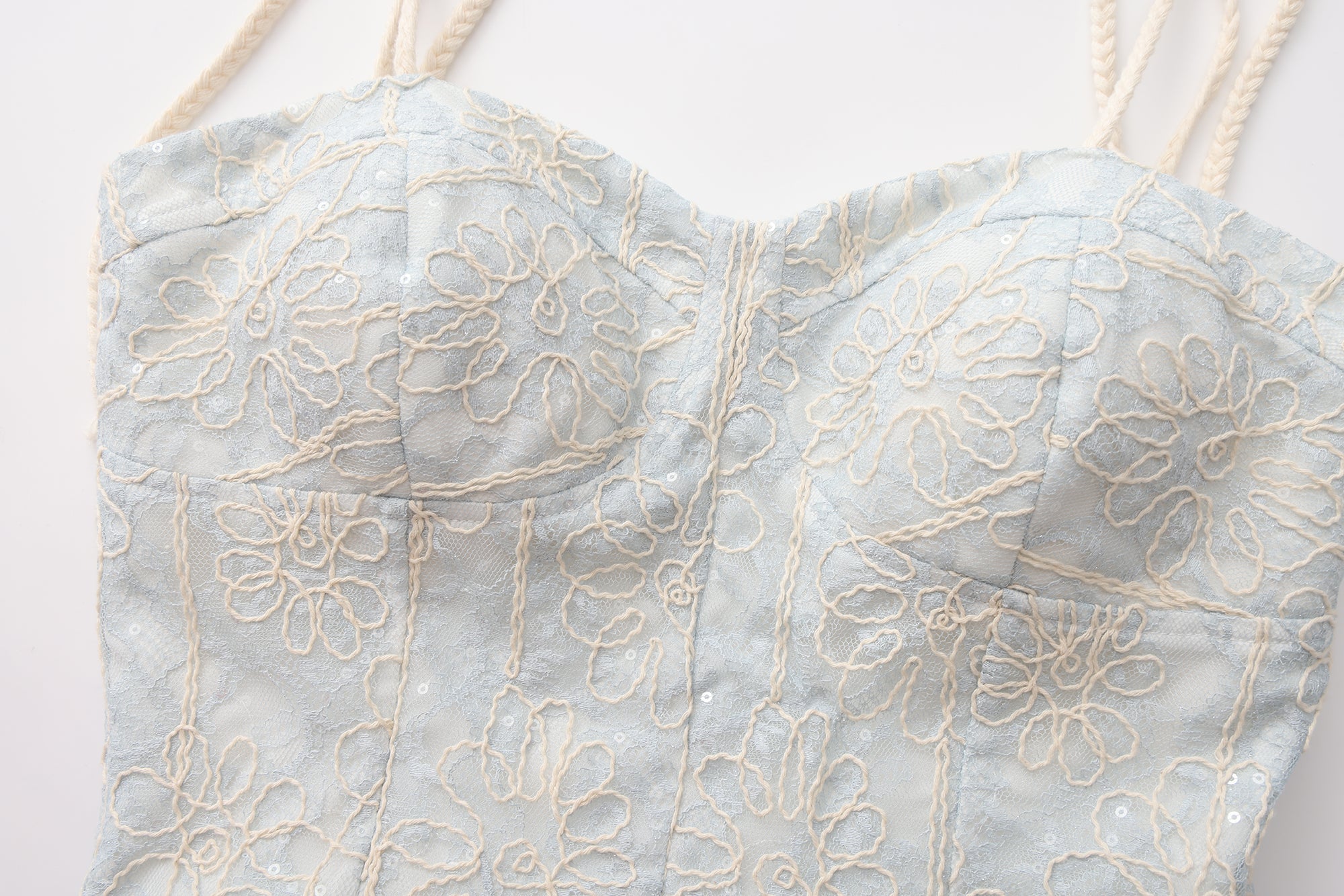 Blue Rattan Shoulder Strap A-line Dress