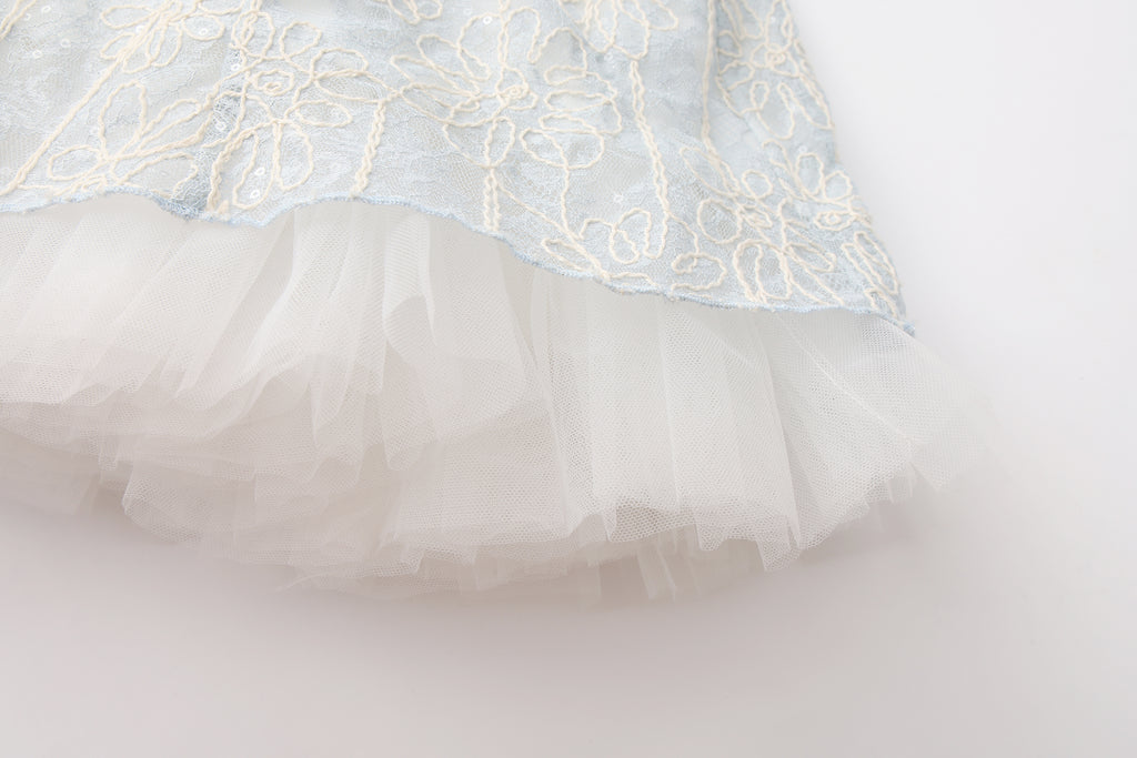 Blue Rattan Shoulder Strap A-line Dress