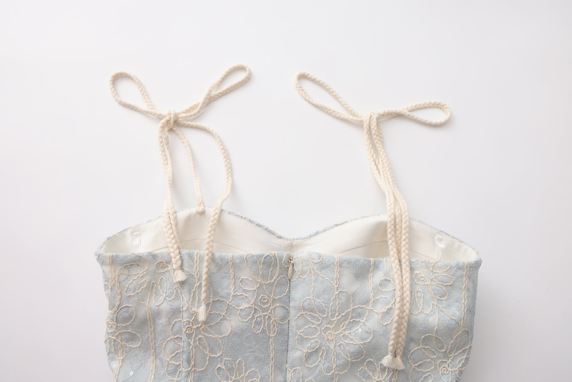 Blue Rattan Shoulder Strap A-line Dress