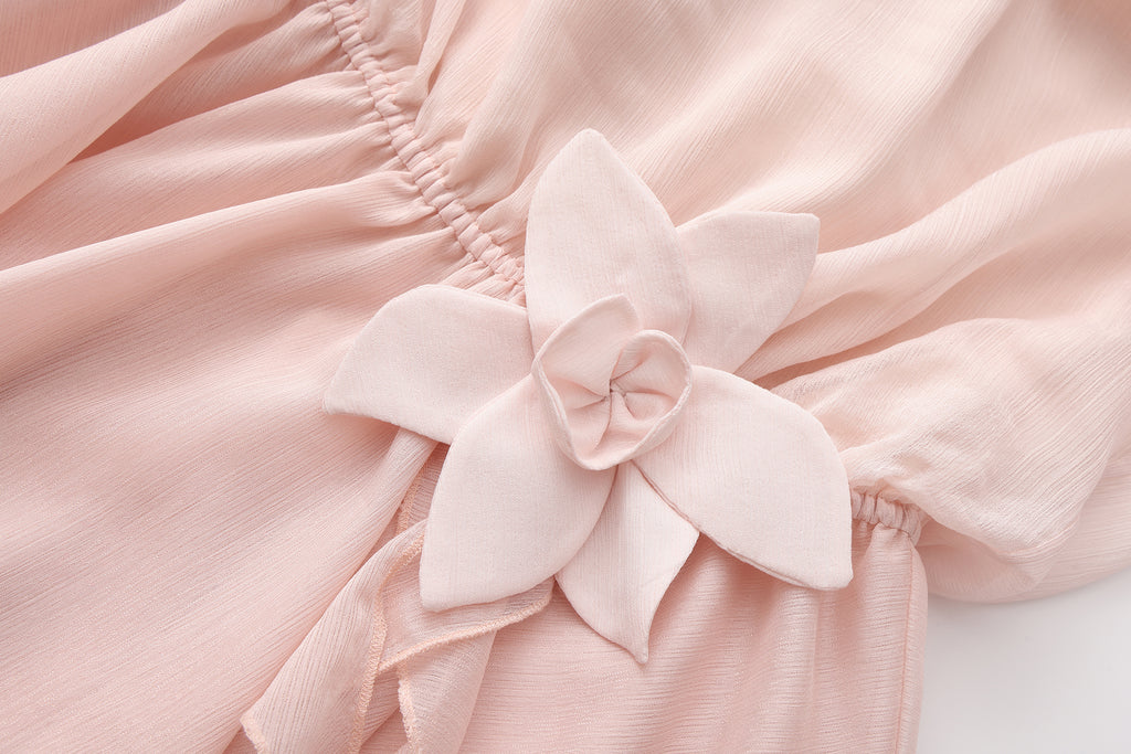 Pink Shimmering Iris-Patterned Long-Sleeved Top