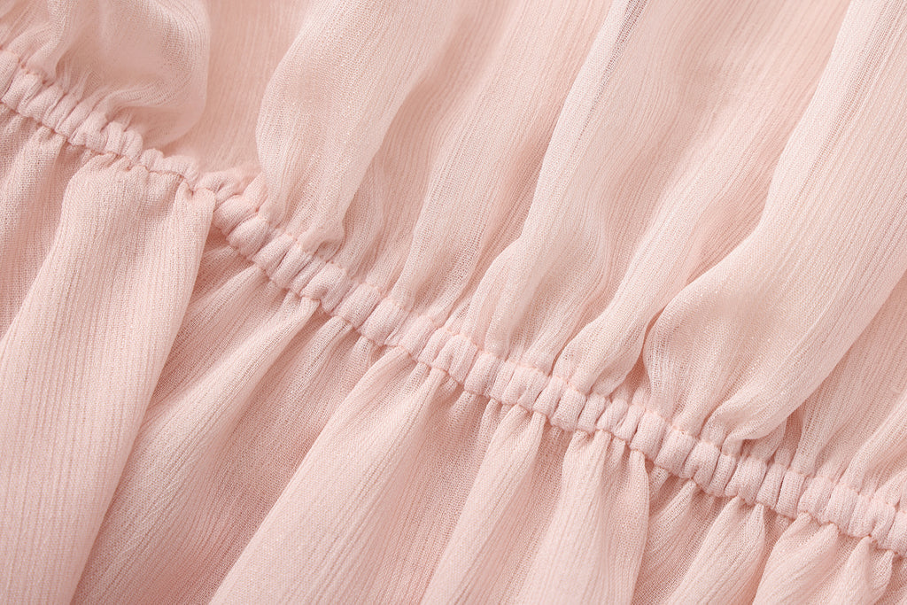 Pink Shimmering Iris-Patterned Long-Sleeved Top