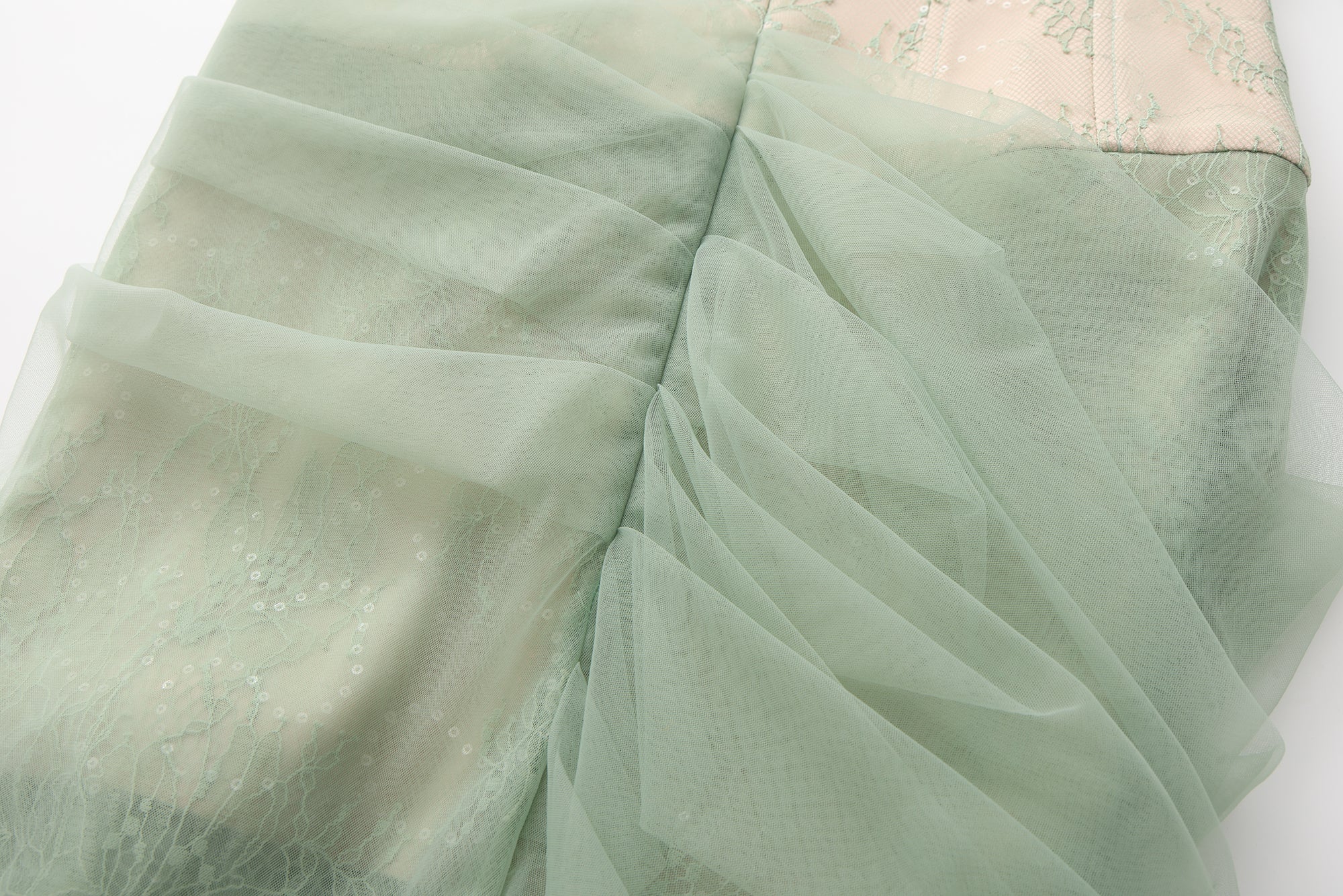 Water Green Fishbone Lace Dress