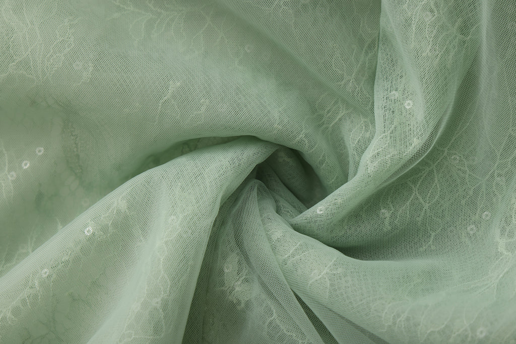 Water Green Fishbone Lace Dress