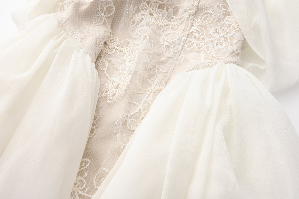 White Heavy-Duty Lace A-line Dress