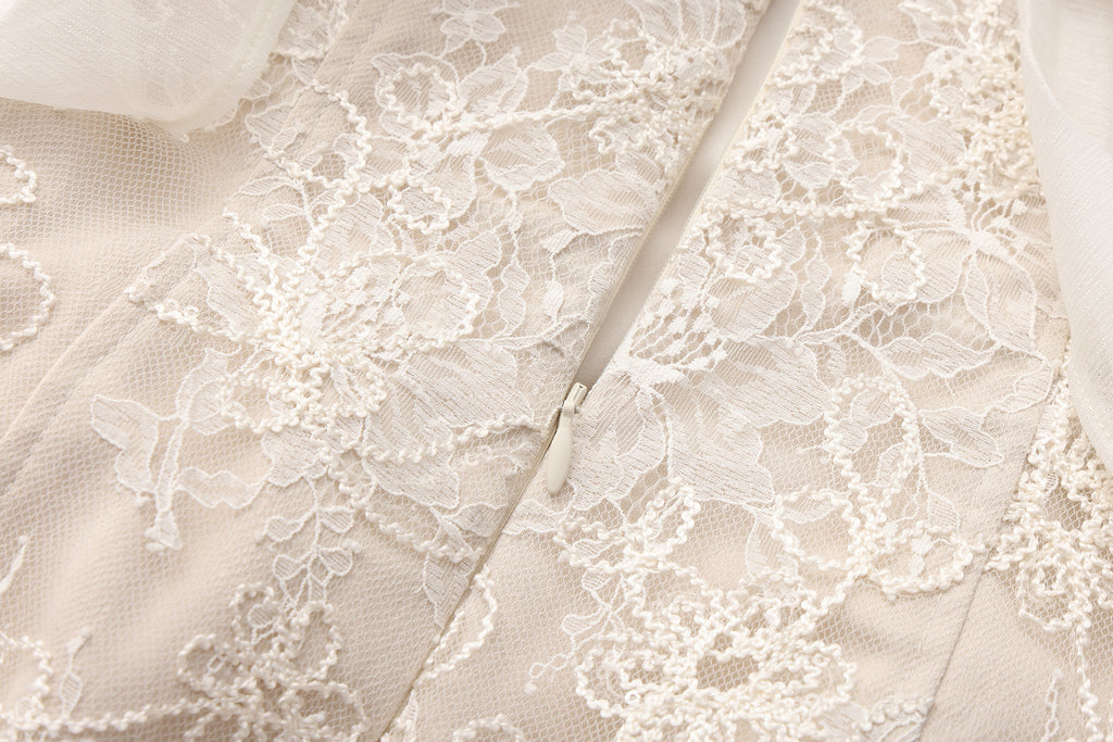 White Heavy-Duty Lace A-line Dress