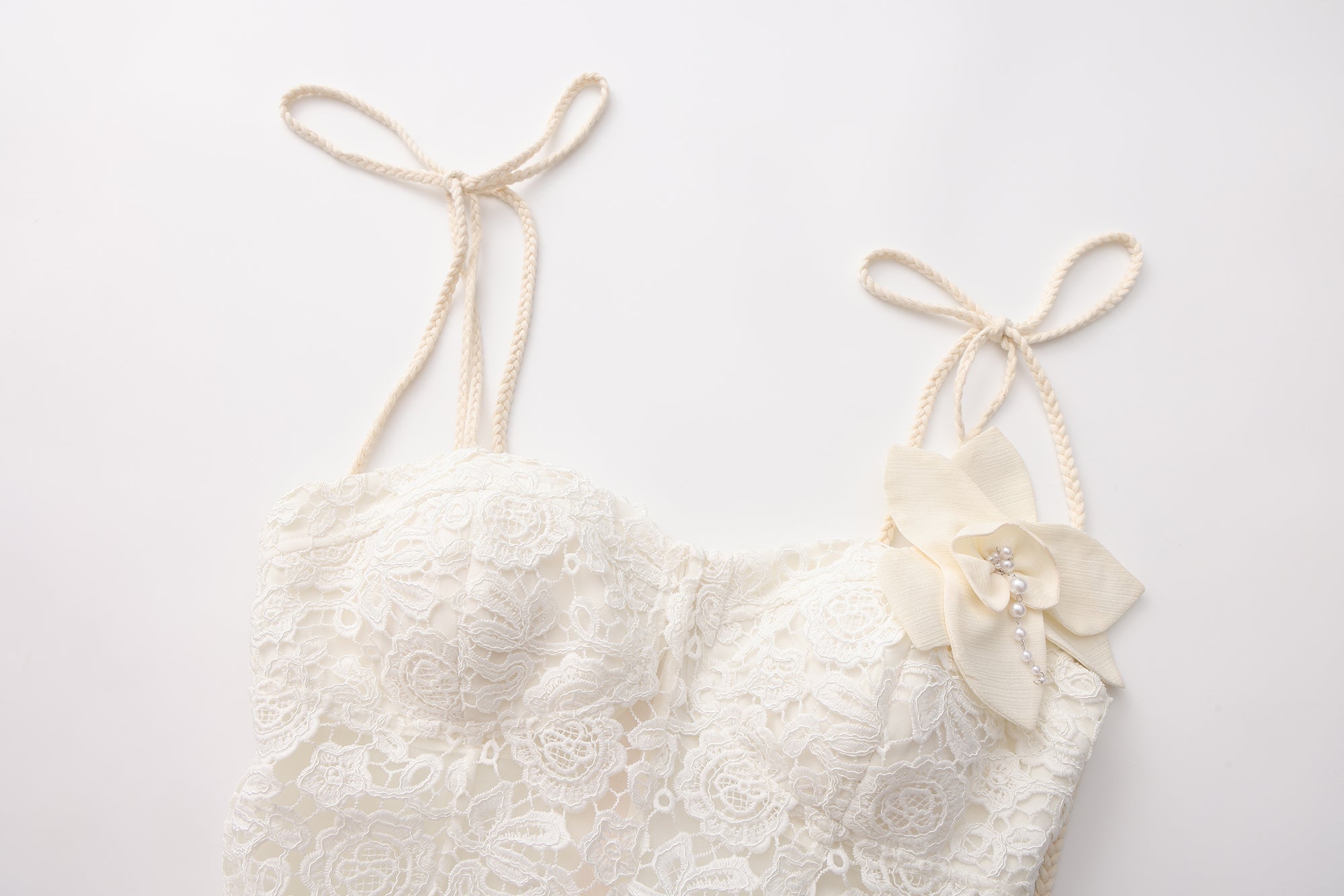 White Rattan Woven Shoulder Strap A-line Dress