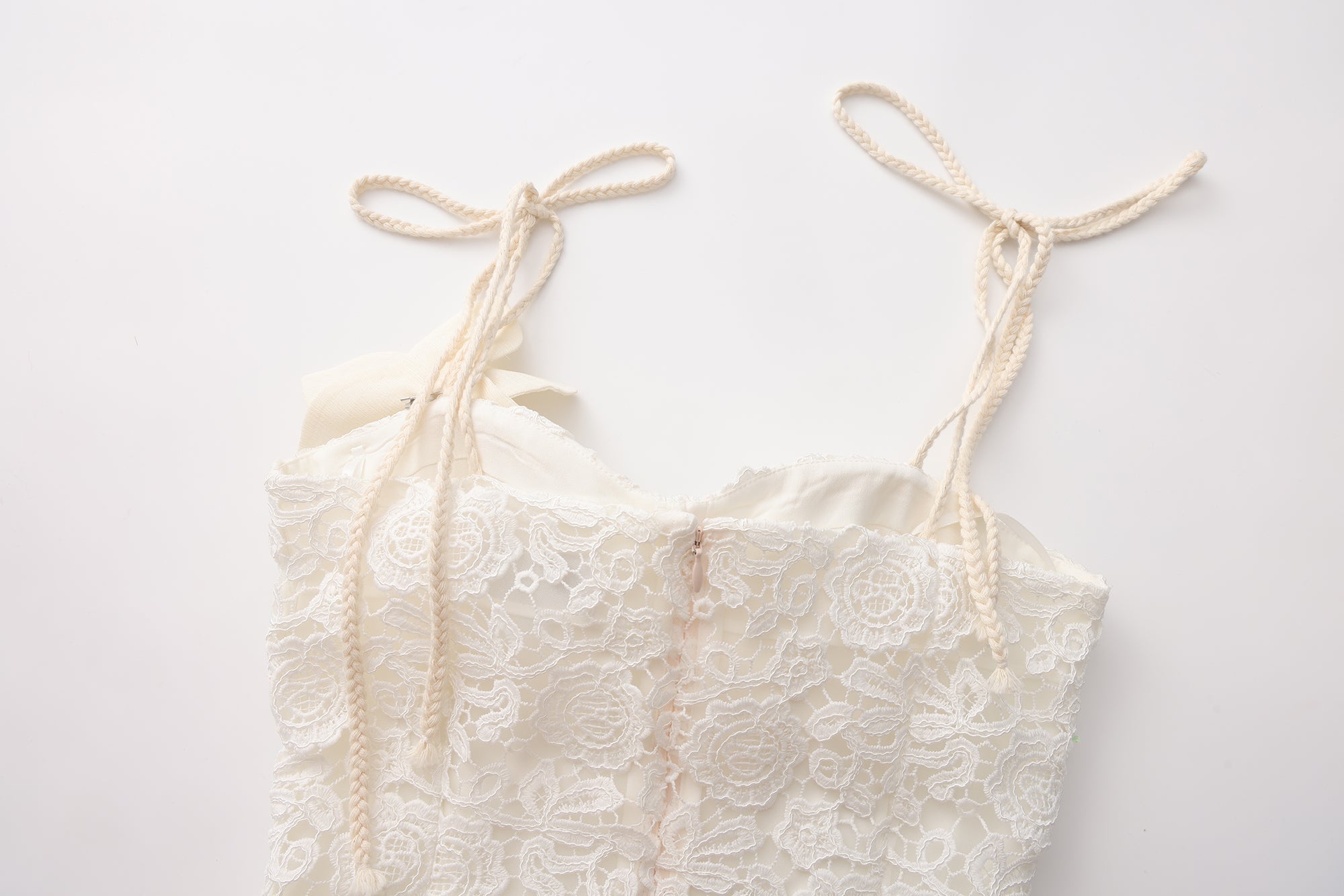 White Rattan Woven Shoulder Strap A-line Dress