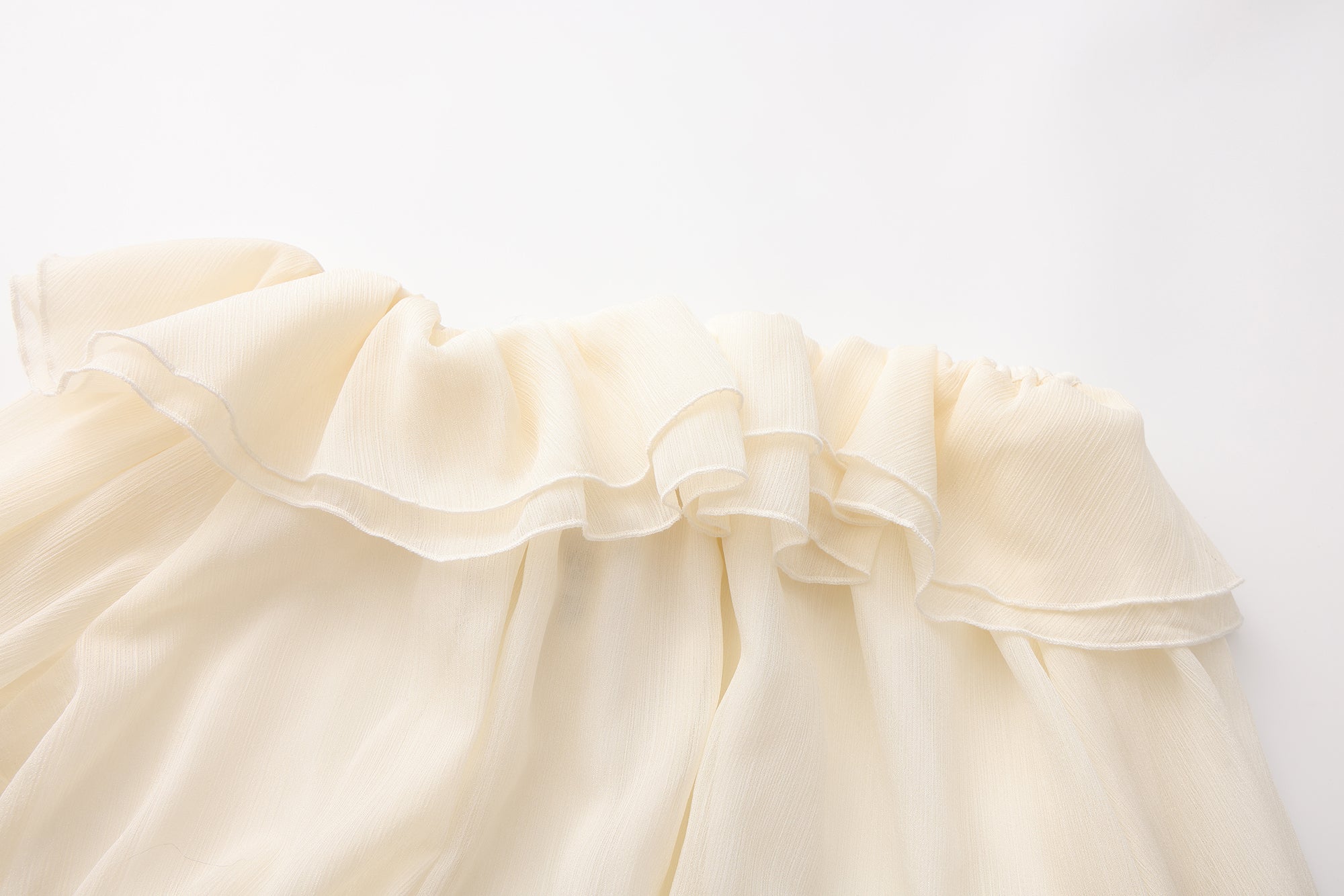 Yellow Shimmering Iris-Patterned Long-Sleeved Top