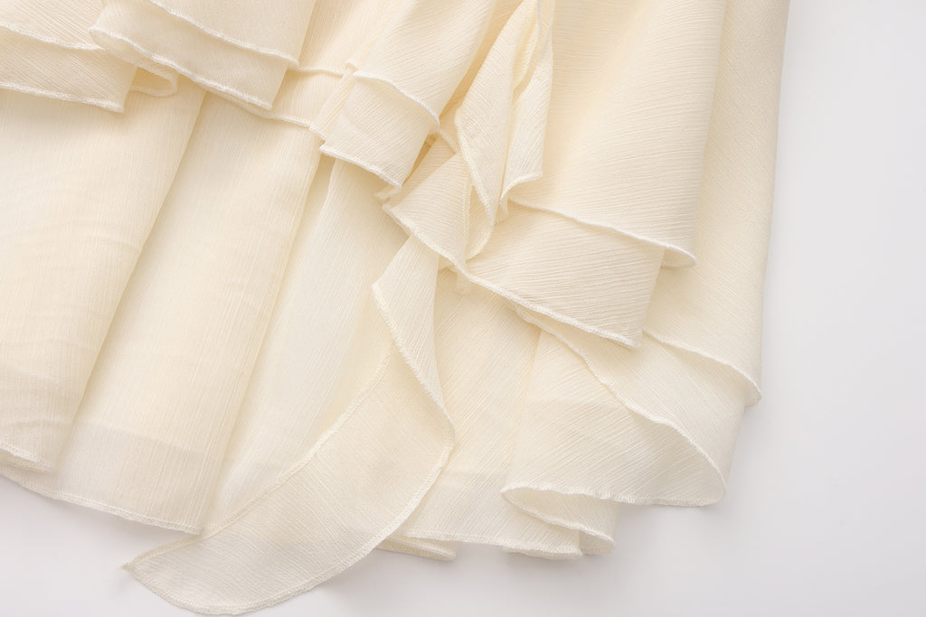 Yellow Shimmering Iris-Patterned Long-Sleeved Top