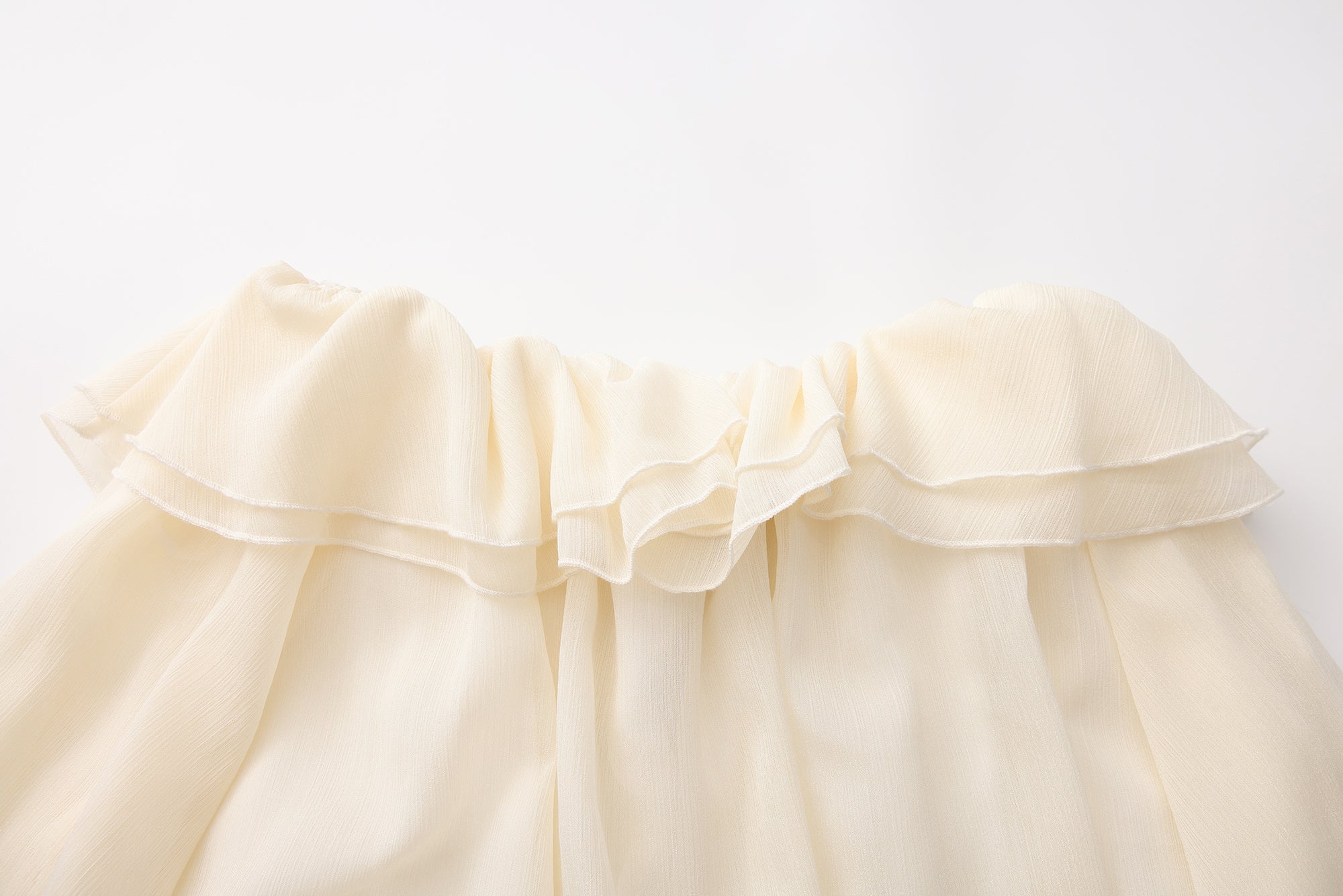 Yellow Shimmering Iris-Patterned Long-Sleeved Top